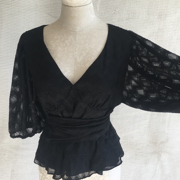 Anthropologie Tops - Anthropologie Layered Sheer Print Kimono Blouse